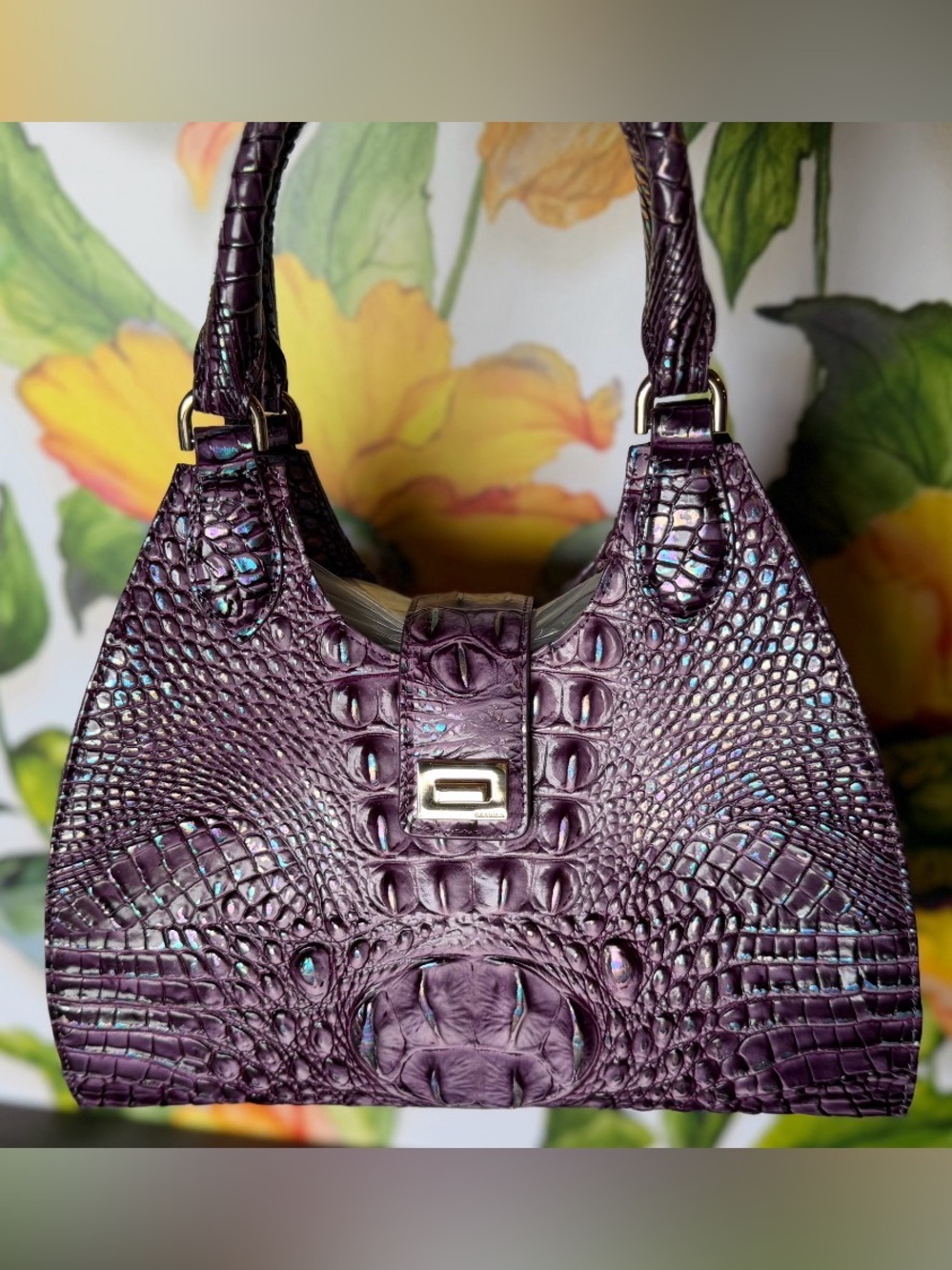 Brahmin Adrian Passion Purple Melburne Leather Satchel NWT PRETTY EYE  FIRM